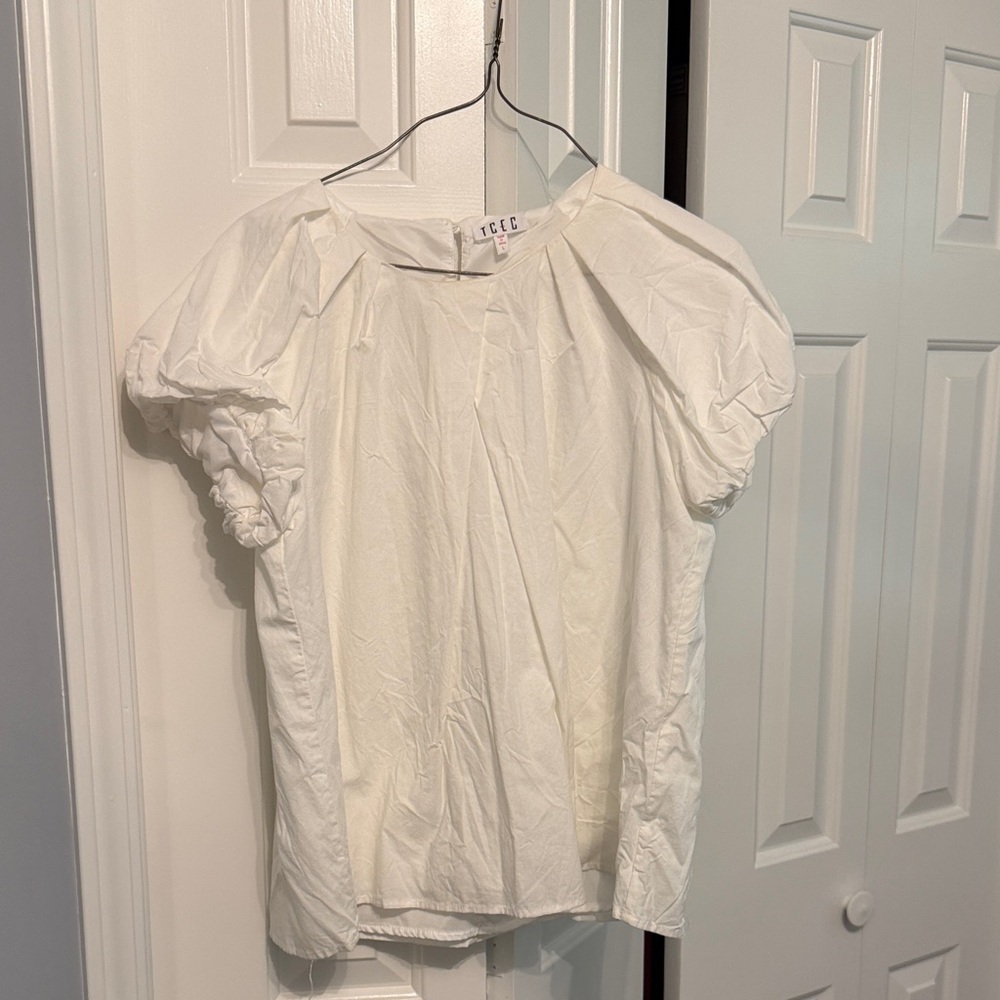 LCEC White Puff-Sleeve Women's Top
